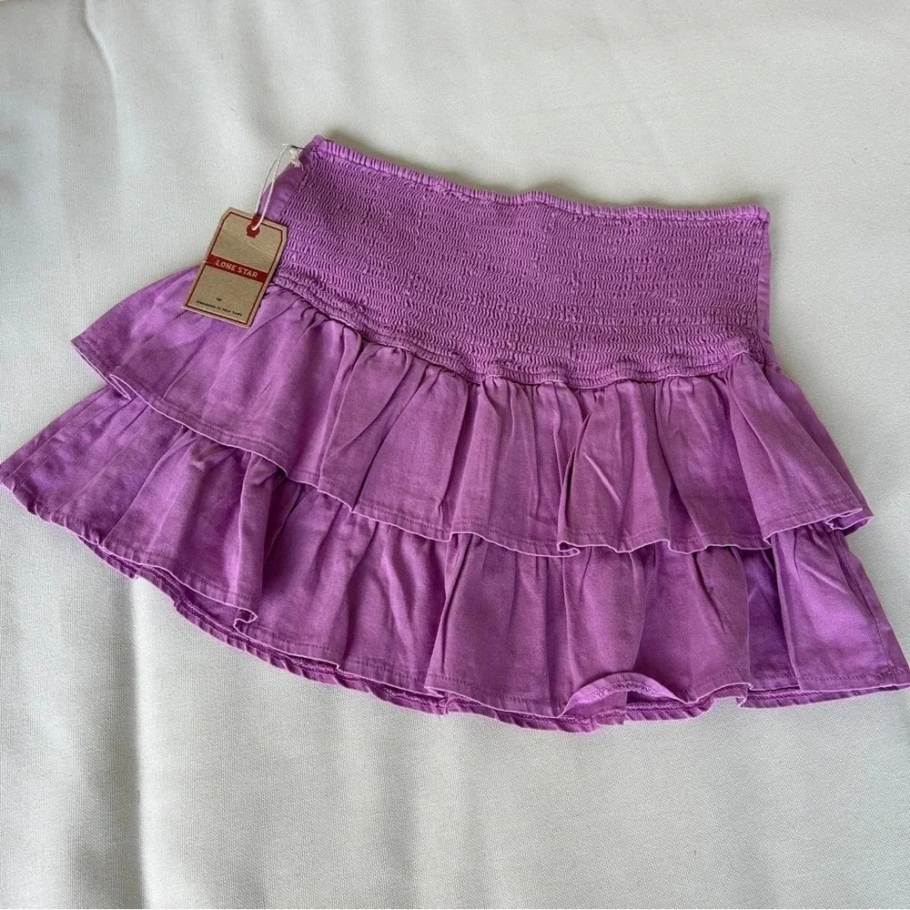 Vintage Y2K Purple Cotton Ruffled Tiered Smocked Mini Skirt NWT | Made in India